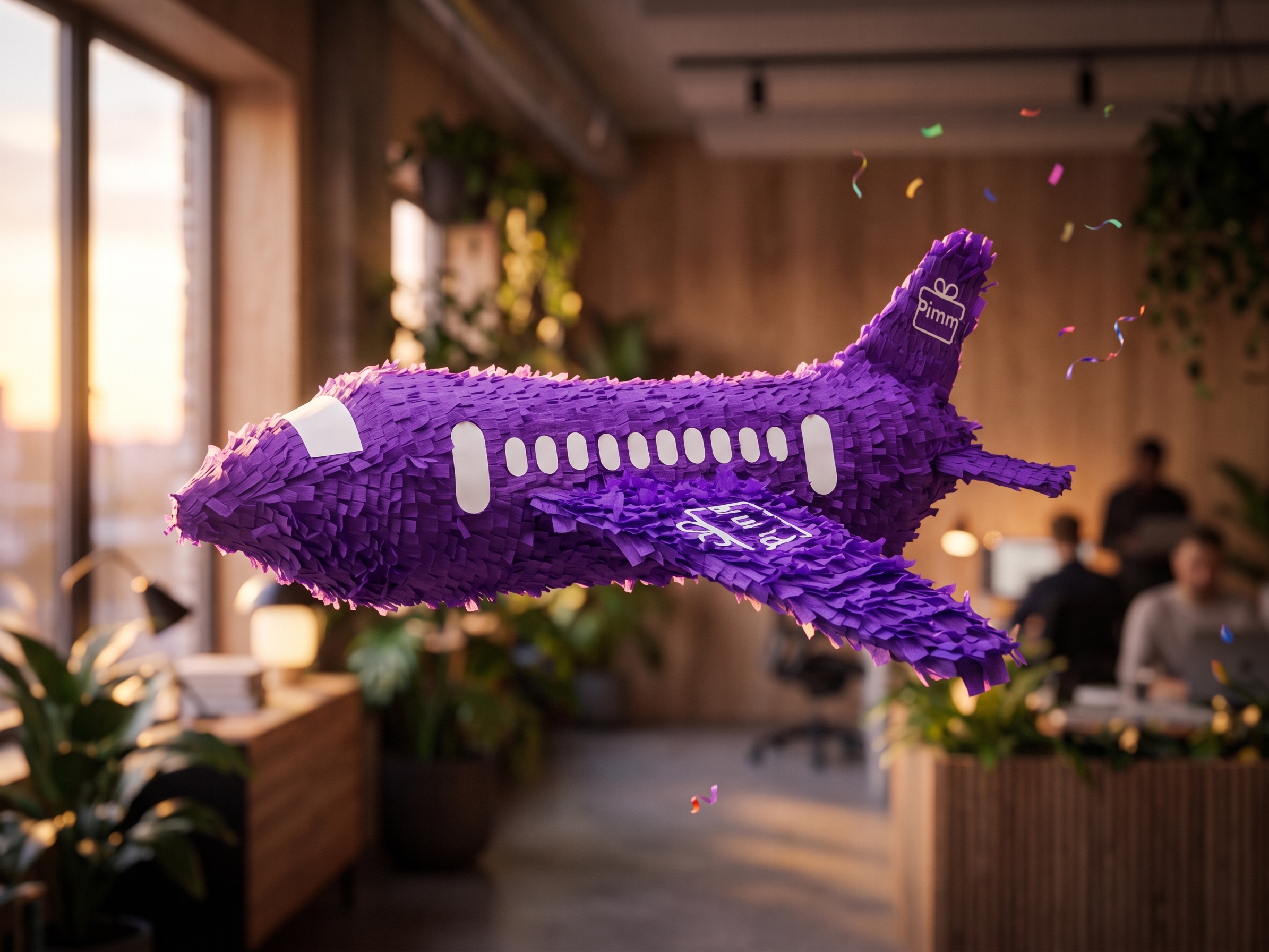 Pimm vliegtuig-piñata als sales-target